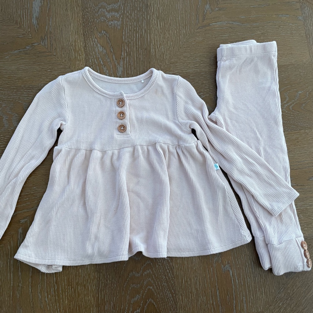 Posh Peanut blush waffle knit set